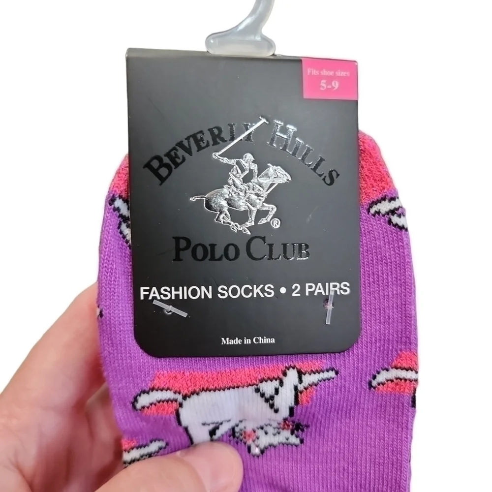 Socks Size 5-9 Beverly Hills Polo Club socks Cat doing yoga poses.  NWT